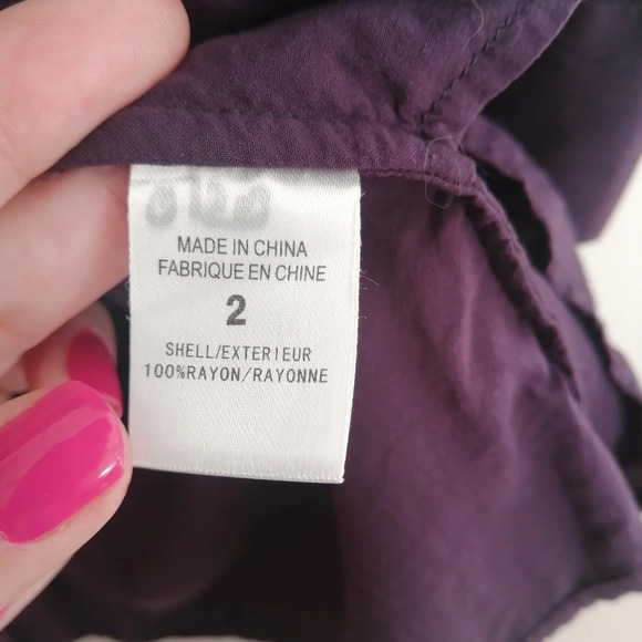 Theory Failly Rove Pleated Drop Waist Long Sleeve Purple Button Shirt Dress 2 - Picture 12 of 16